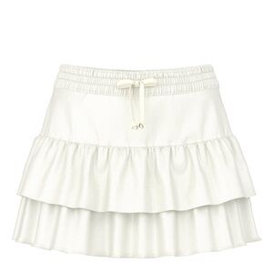 NWT PINK Victoria's Secret Cream Tiered Ruffle Mini Skirt.  Built in shorts.